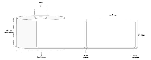 2.25" x 4" Premium Direct Thermal Paper Label; Perforated; 1" Core; 4" OD; 12 Rolls/carton (440 Labels/roll)