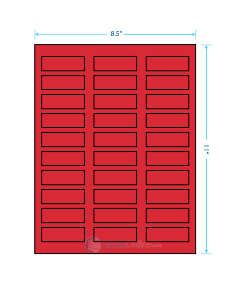 2.25" x .75" - 30 up - Fluorescent Red (Laser)