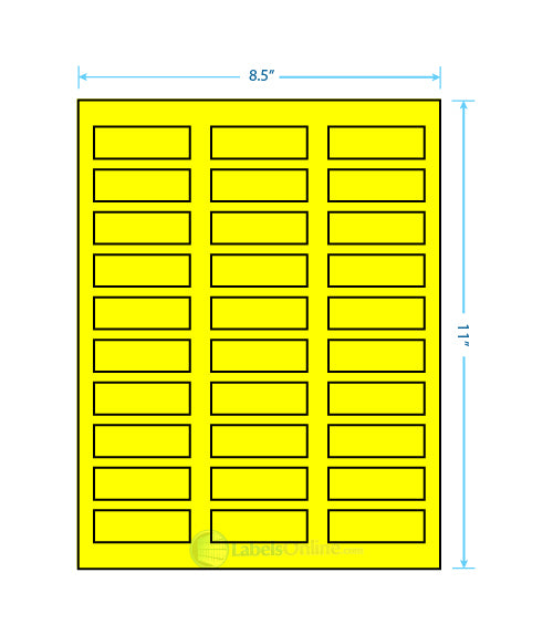 2.25" x .75" - 30 up - Fluorescent Yellow (Laser)