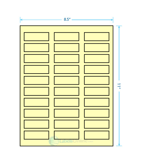 2.25" x .75" - 30 up - Pastel Yellow (Laser)
