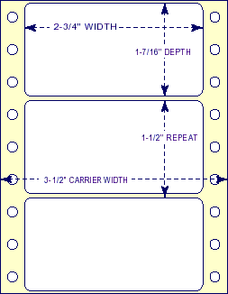 2-3/4" x 1-7/16" - Pinfed Blank EDP Label; 1 Label Across; 5,000 Labels/carton - Fanfolded