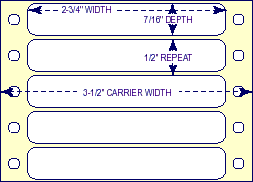 2-3/4" x 7/16" - Pinfed Blank EDP Label; 1 Label Across; 10,000 Labels/carton - Fanfolded