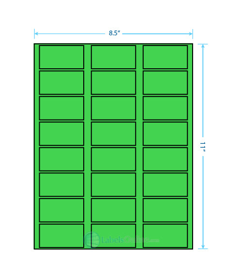 2.375" x 1.25" - 24 up - Fluorescent Green (Laser)