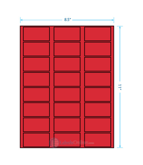 2.375" x 1.25" - 24 up - Fluorescent Red (Laser)