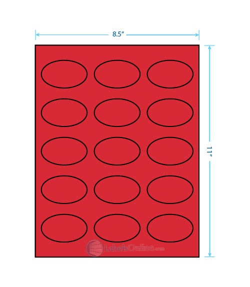 2.375" x 1.4375" - 15 up - Fluorescent Red (Laser)