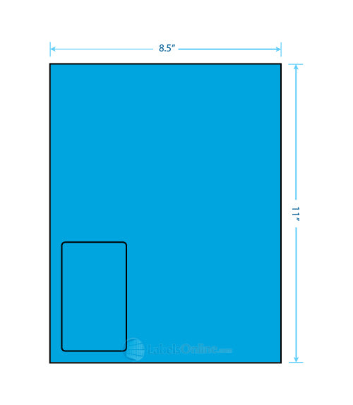2.375" x 4" - 1 up - Fluorescent Blue (Laser)