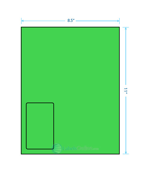 2.375" x 4" - 1 up - Fluorescent Green (Laser)