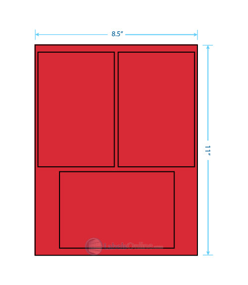 2@ 4" x 6"; 1@ 6" x 4" - 3 up - Fluorescent Red (Laser)