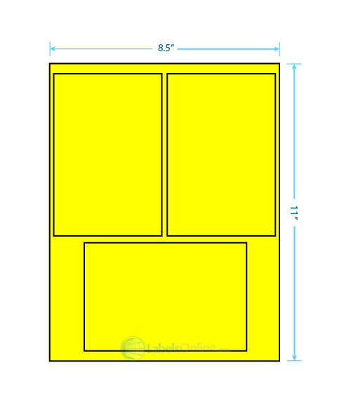 2@ 4" x 6"; 1@ 6" x 4" - 3 up - Fluorescent Yellow (Laser)
