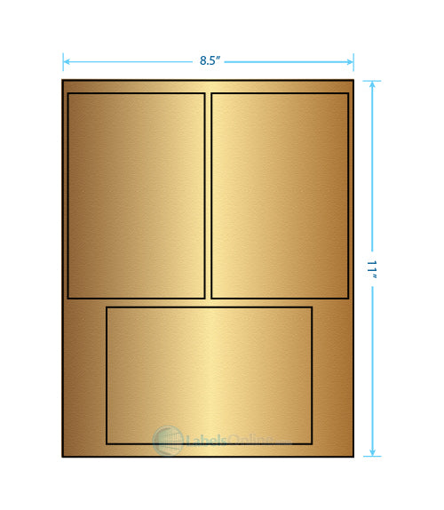 2@ 4" x 6"; 1@ 6" x 4" - 3 up - Gold Foil (Laser)