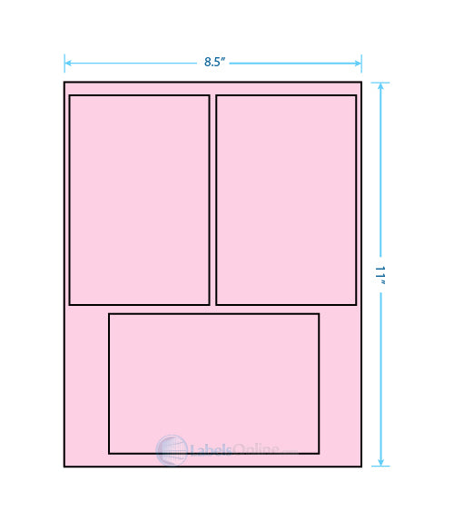Sheet with two 4" x 6" and one 6" x 4" labels, pastel pink (laser)