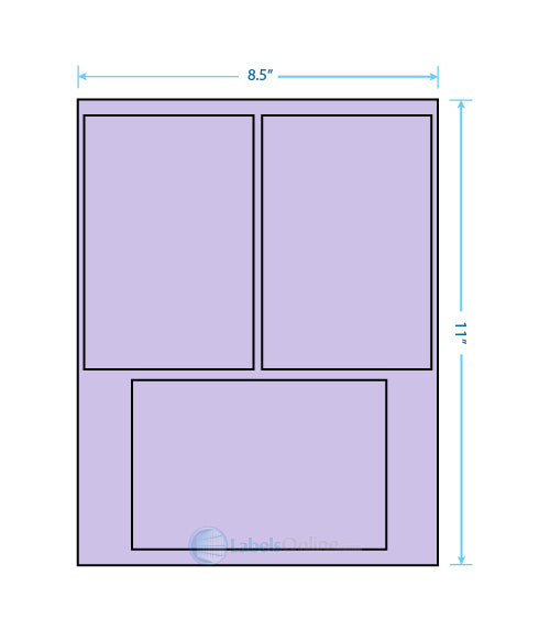 Sheet with two 4" x 6" and one 6" x 4" labels, pastel purple (laser)