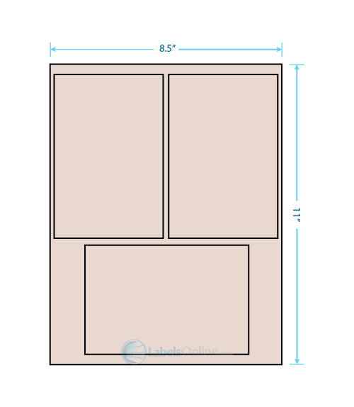 Sheet with two 4" x 6" and one 6" x 4" labels, pastel tan (laser)