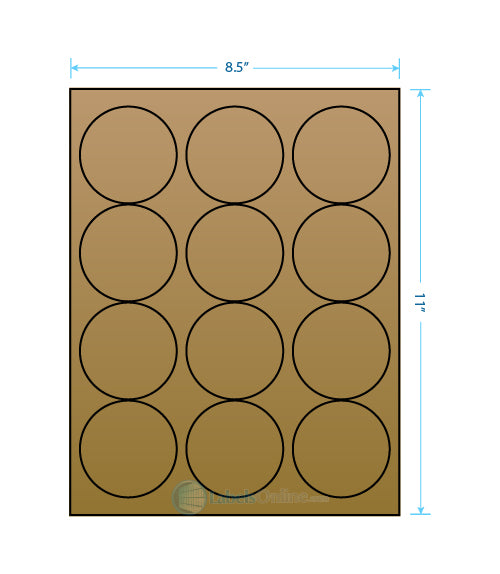 2.5" Circle Barcode Labels - 12 up - Brown Kraft