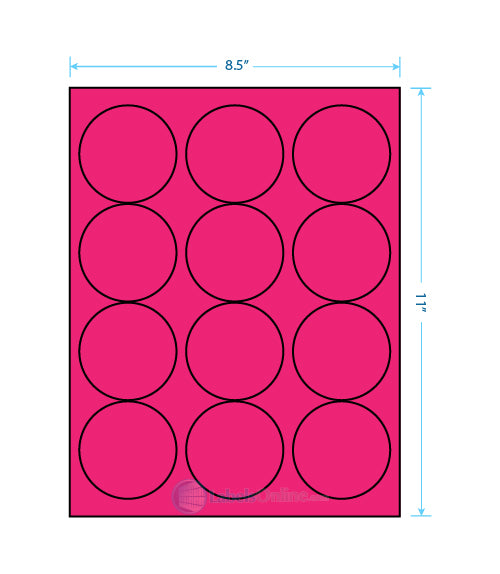 2.5" Circle Barcode Labels - 12 up - Fluorescent Pink