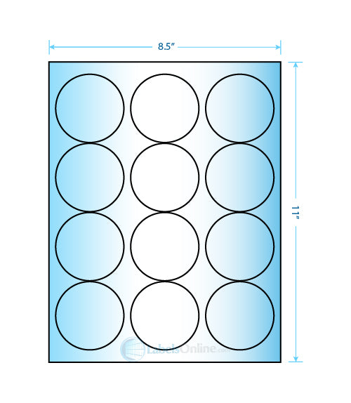 2.5" Circle Barcode Labels - 12 up - Mid Gloss