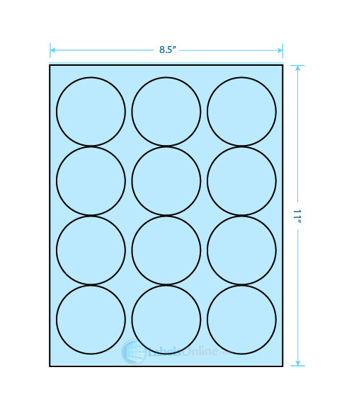 2.5" Circle Barcode Labels - 12 up - Pastel Blue