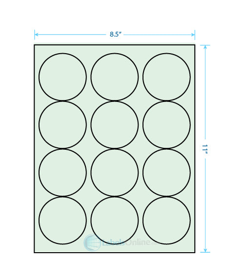 2.5" Circle Barcode Labels - 12 up - Pastel Green