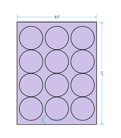 2.5" Circle Barcode Labels - 12 up - Pastel Purple