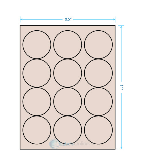 2.5" Circle Barcode Labels - 12 up - Pastel Tan