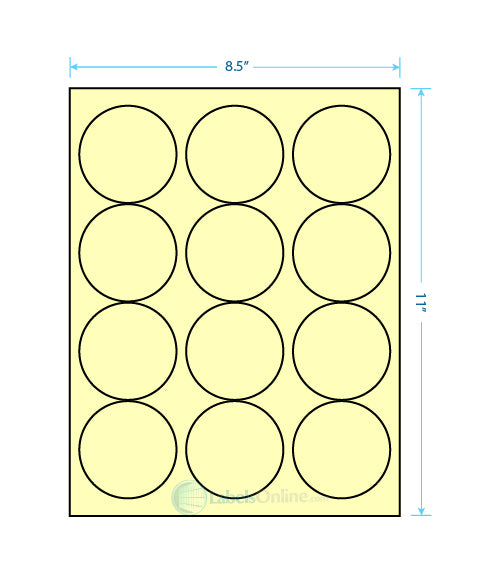 2.5" Circle Barcode Labels - 12 up - Pastel Yellow