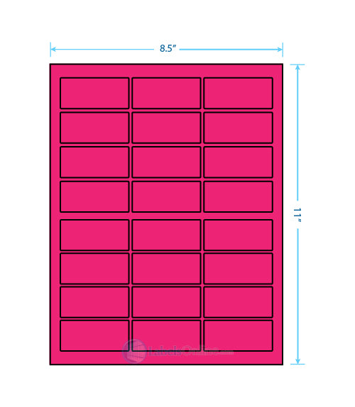 2.5" x 1.125" - 24 up - Fluorescent Pink (Laser)
