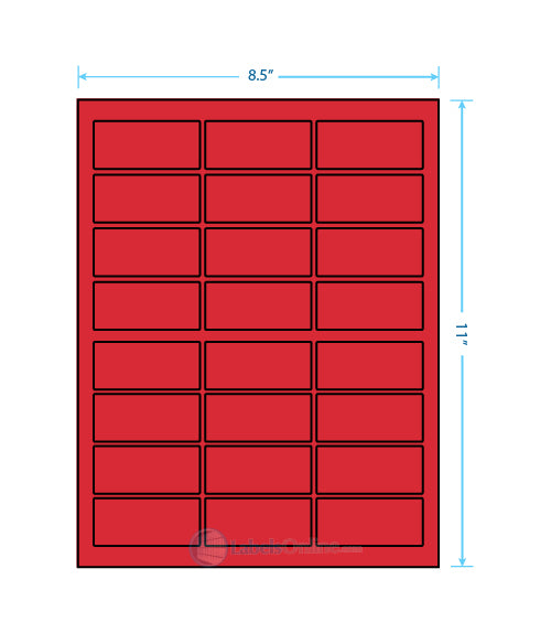 2.5" x 1.125" - 24 up - Fluorescent Red (Laser)