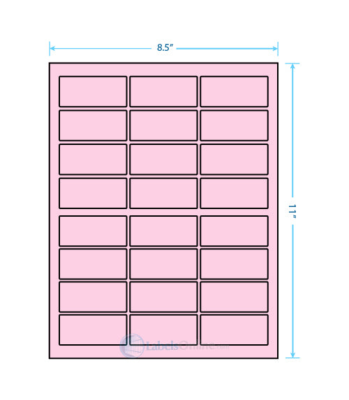 2.5" x 1.125" - 24 up - Pastel Pink (Laser)
