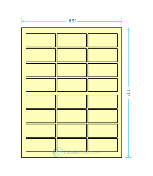 2.5" x 1.125" - 24 up - Pastel Yellow (Laser)