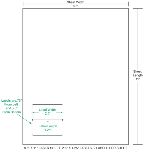 2.5" x 1.25" Integrated Labels; 2 up (1,500 sheets/case)