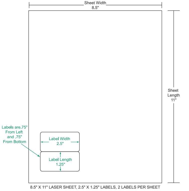 2.5" x 1.25" Integrated Labels; 2 up (1,500 sheets/case)