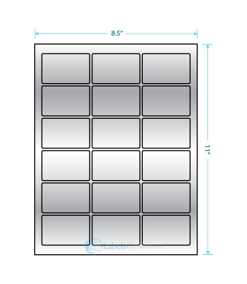 2.5" x 1.5625" - 18 up - Silver Foil