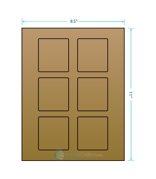 2.5" x 2.75" - 6 up - Brown Kraft (Laser / Inkjet)