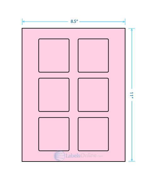 2.5" x 2.75" - 6 up - Pastel Pink (Laser)