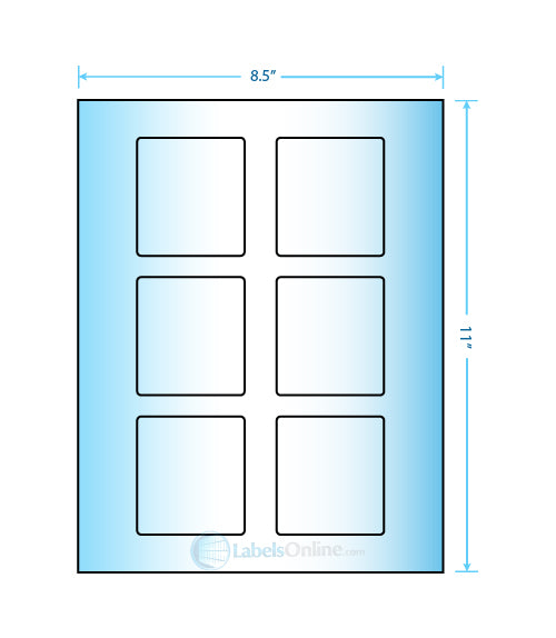2.5" x 2.75" - 6 up - White Vinyl Drum (Laser)