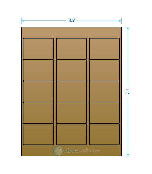 2.5625" x 1.8125" - 15 up - Brown Kraft