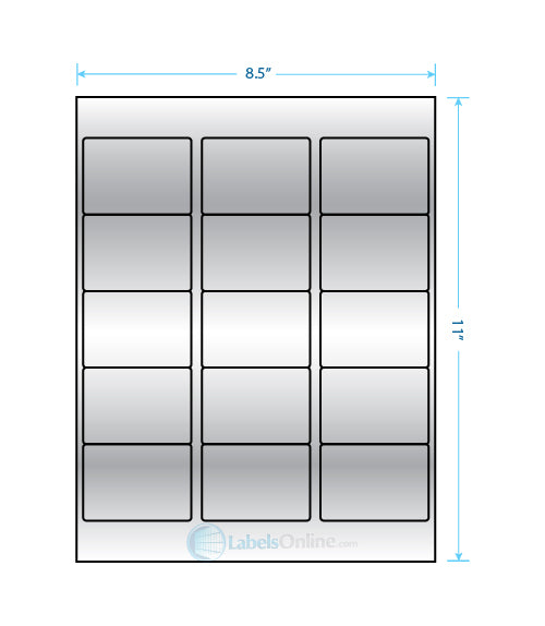 2.5625" x 1.8125" - 15 up - Silver Foil