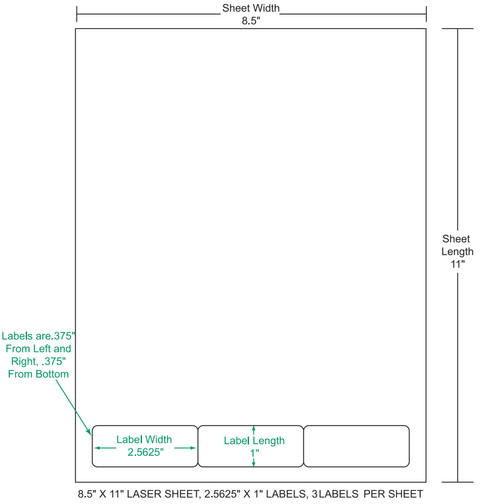 2.5625" x 1" Integrated Labels; 3 up (1,500 sheets/case)