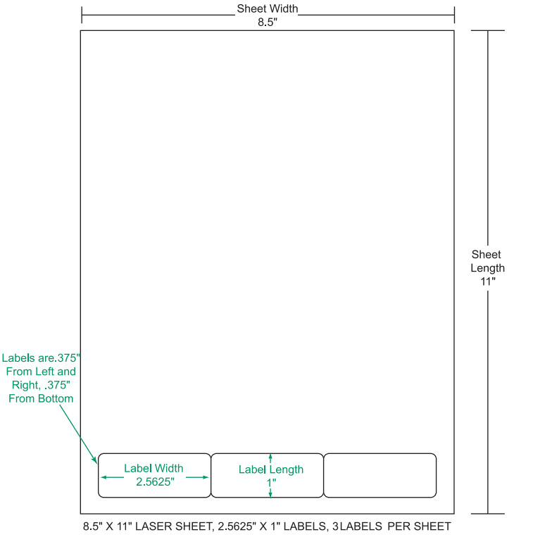 2.5625" x 1" Integrated Labels; 3 up (1,500 sheets/case)