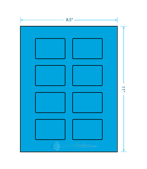 2.6" x 1.77" - 8 up - Fluorescent Blue (Laser)