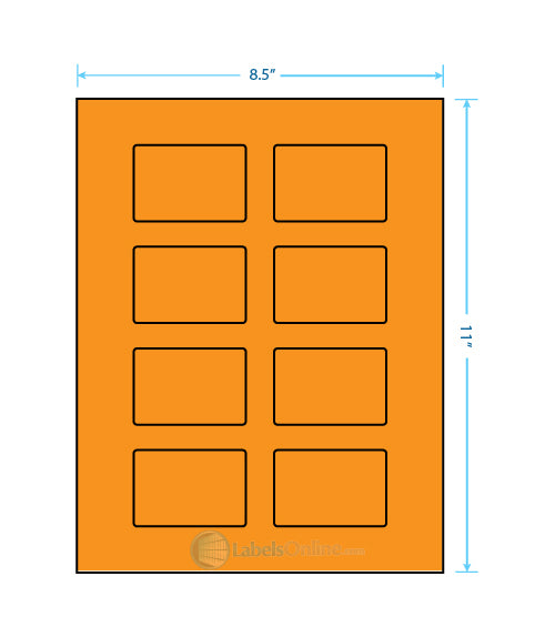 2.6" x 1.77" - 8 up - Fluorescent Orange (Laser)