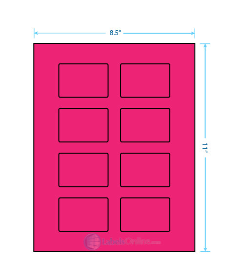 2.6" x 1.77" - 8 up - Fluorescent Pink (Laser)