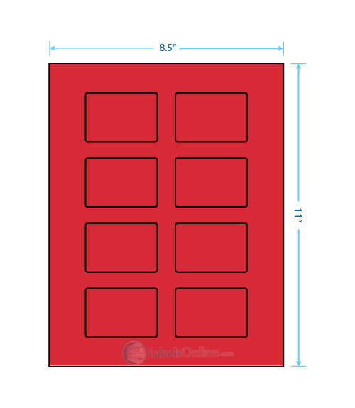 2.6" x 1.77" - 8 up - Fluorescent Red (Laser)