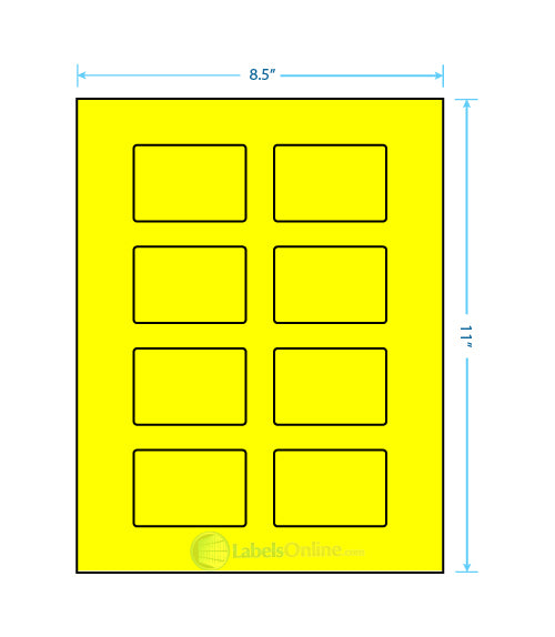 2.6" x 1.77" - 8 up - Fluorescent Yellow (Laser)