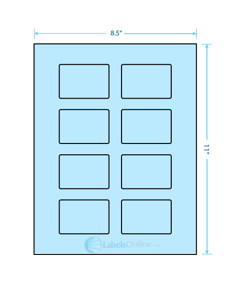 2.6" x 1.77" - 8 up - Pastel Blue (Laser)