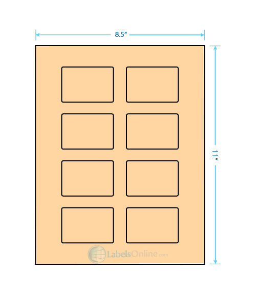 2.6" x 1.77" - 8 up - Pastel Orange (Laser)