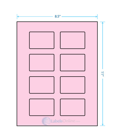 2.6" x 1.77" - 8 up - Pastel Pink (Laser)