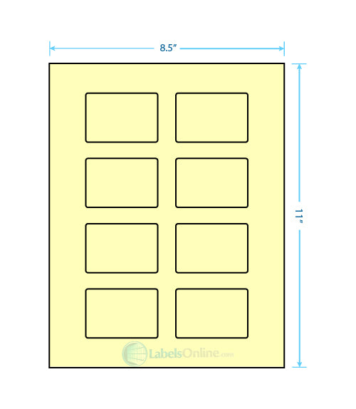 2.6" x 1.77" - 8 up - Pastel Yellow (Laser)