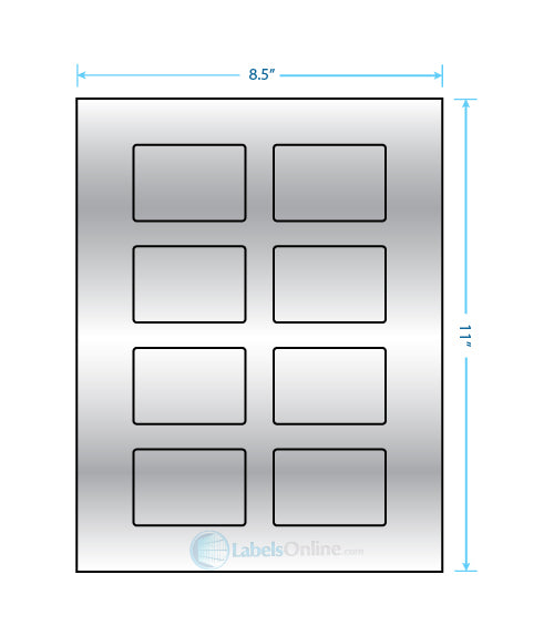 2.6" x 1.77" - 8 up - Silver Foil (Laser)