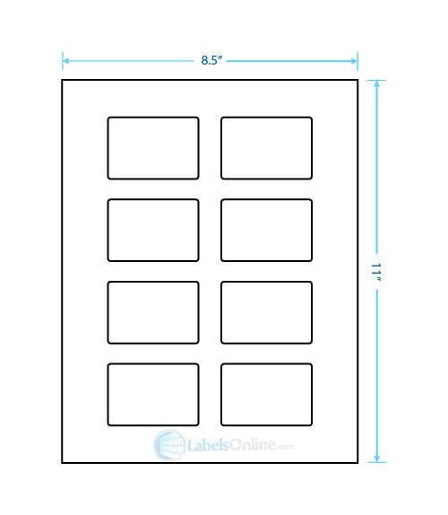 2.6" x 1.77" - 8 up - Standard White Matte (Laser / Inkjet)